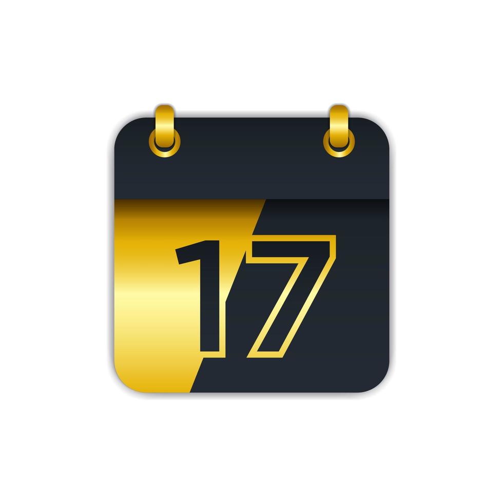 icono de calendario de oro negro con el 17. fácil de editar para agregar el nombre del mes. Perfecto para decoración y más. 10 pasos vectoriales vector