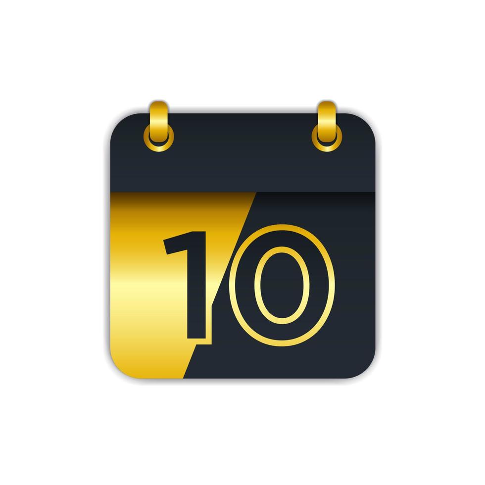 icono de calendario de oro negro con el 10. fácil de editar para agregar el nombre del mes. Perfecto para decoración y más. eps 10 vectoriales vector