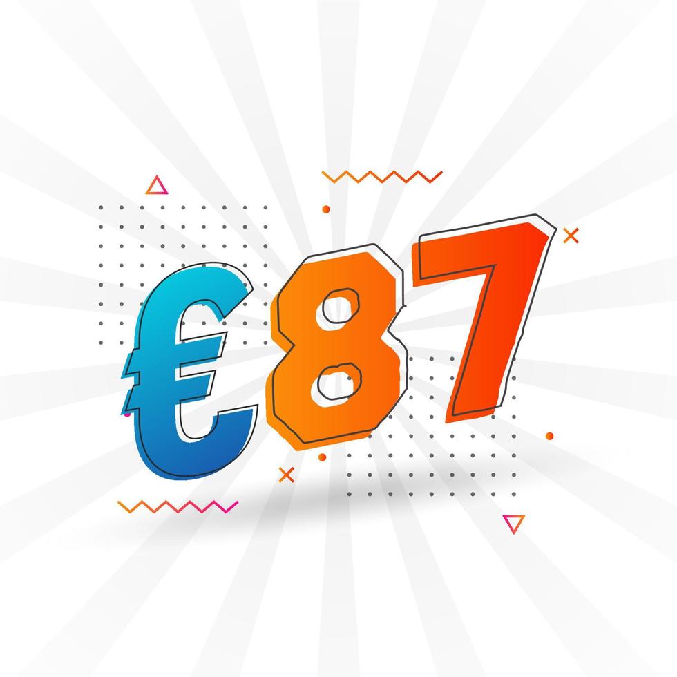 87 Euro Currency Vector Text Symbol 87 Euro European Union Money Stock 