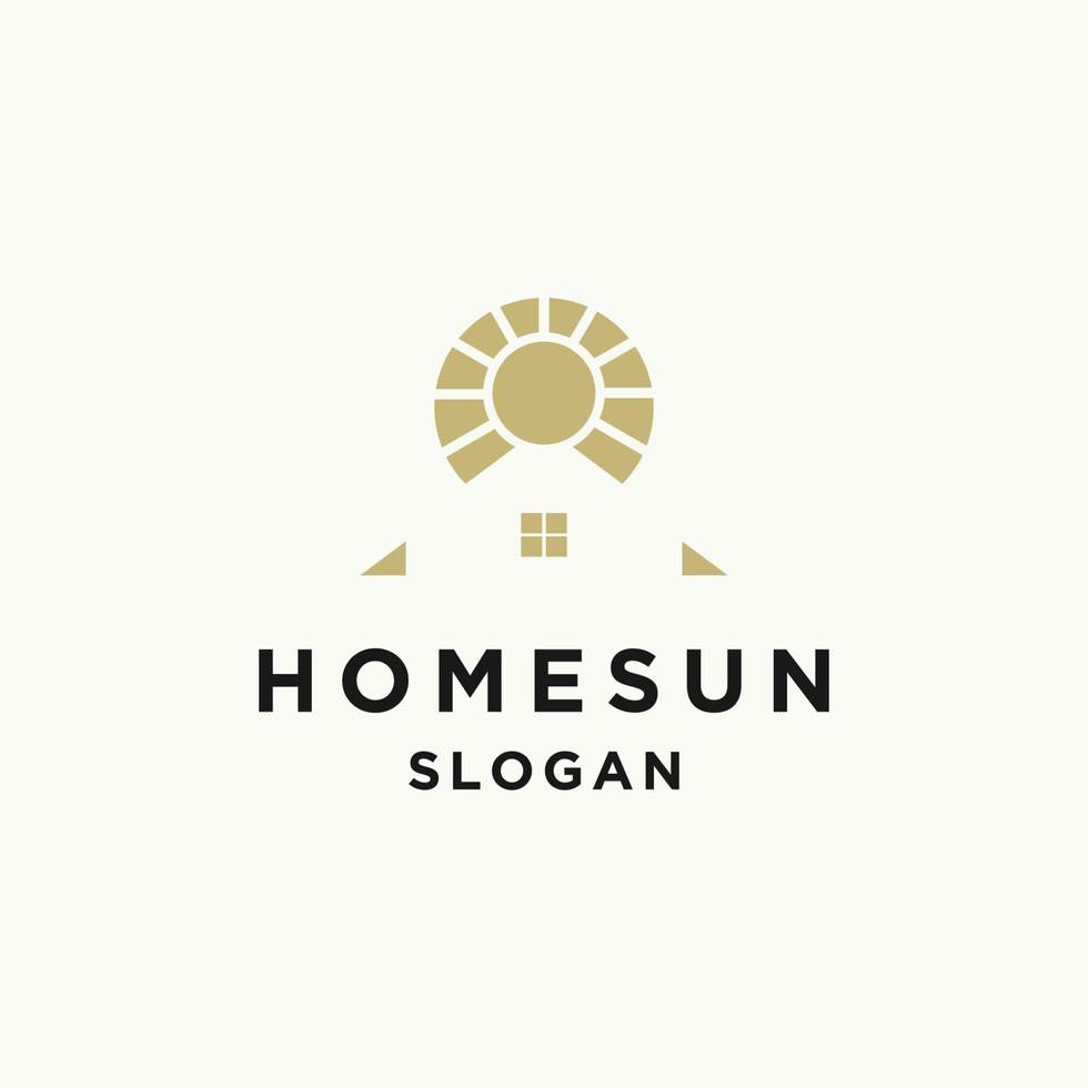 Diseño de ilustración de vector de plantilla de logotipo de sol de casa