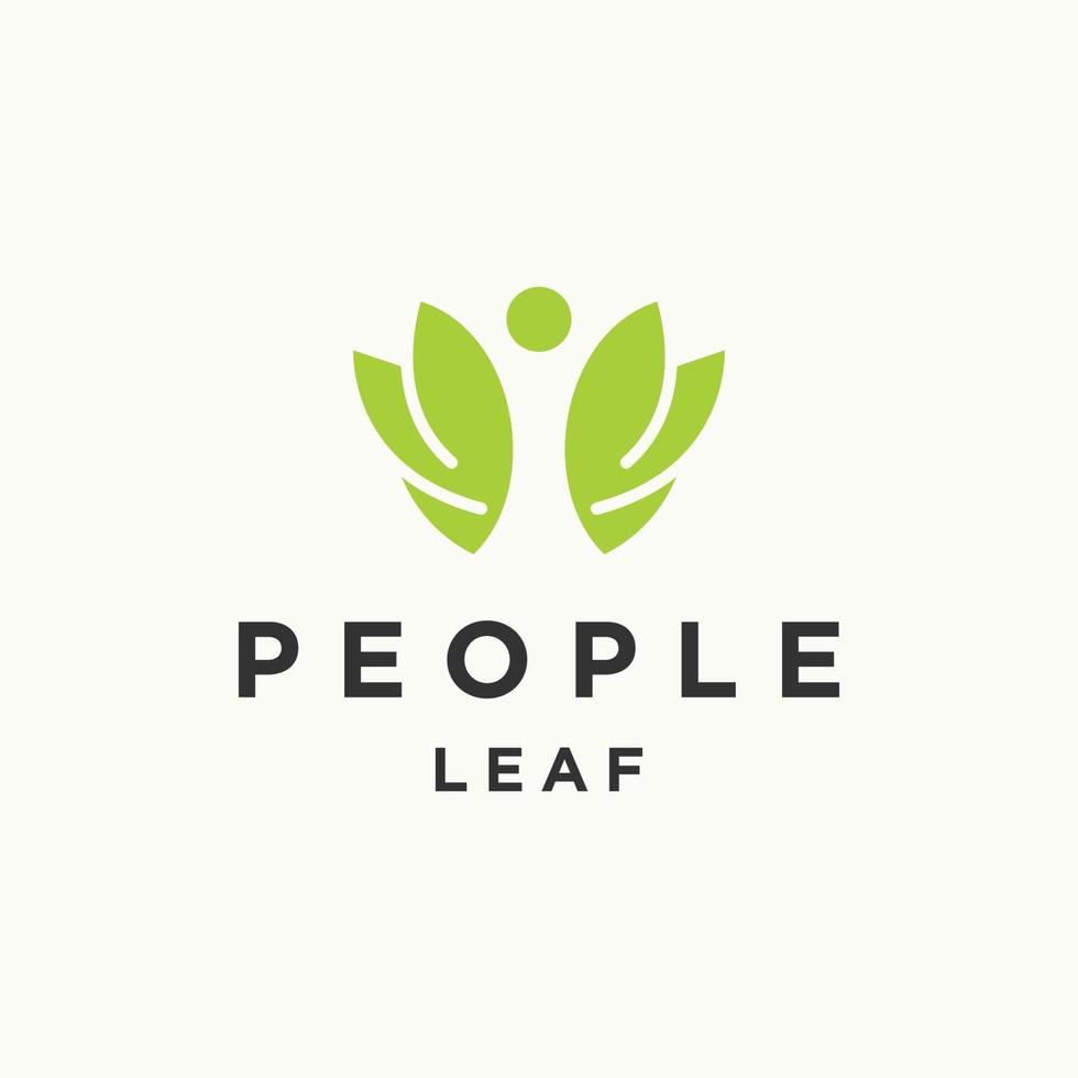 People leaf logo icon flat design template vector