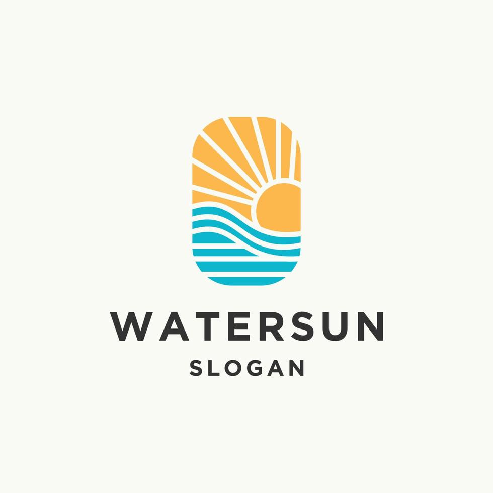 Ilustración de vector de plantilla de diseño de icono de logotipo de sol de agua