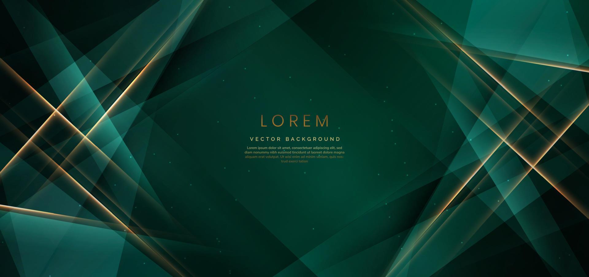 fondo verde elegante abstracto con línea dorada y brillo de efecto de iluminación. diseño de plantilla de lujo. vector