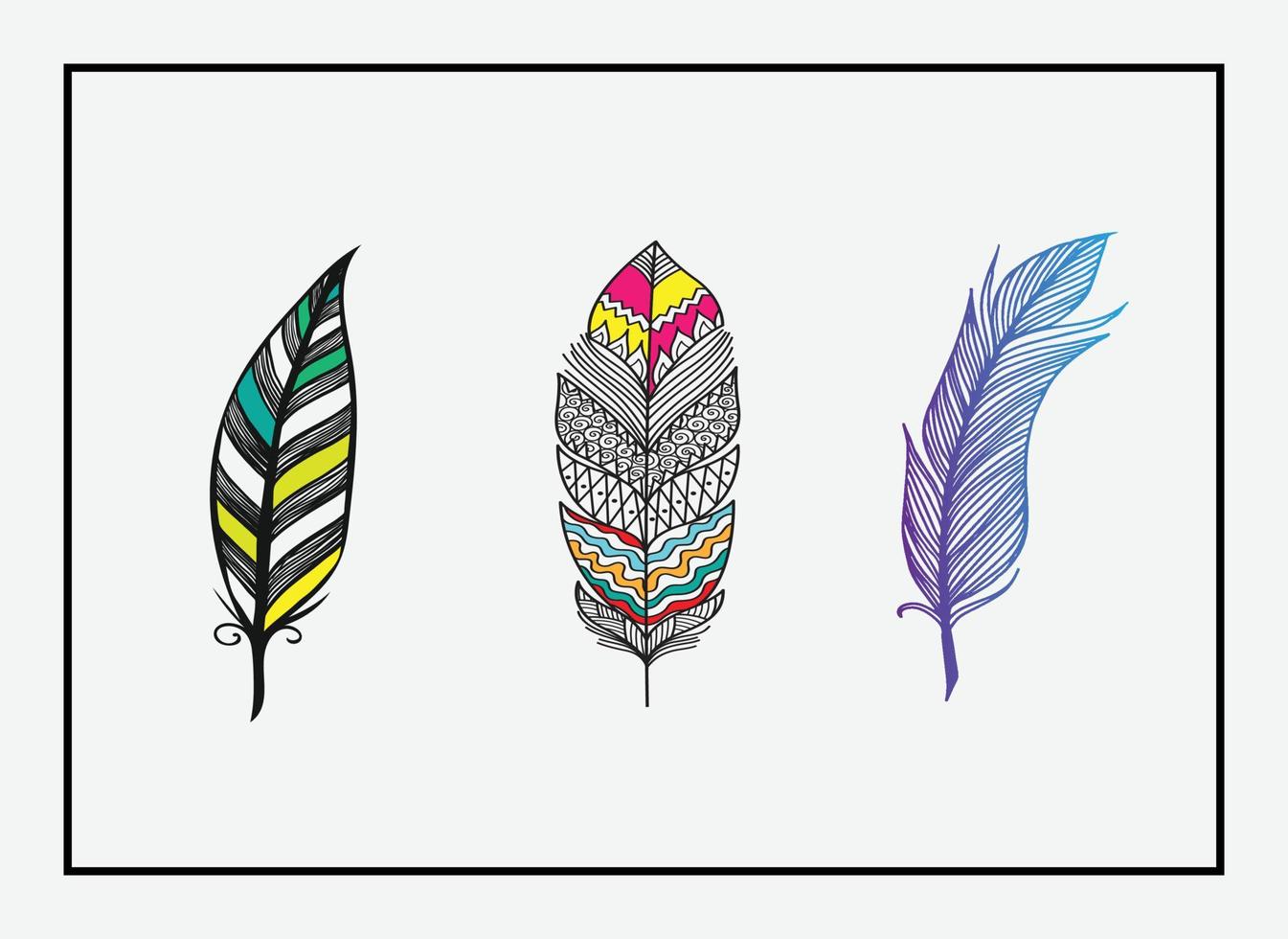 diseño de plumas de colores vectoriales vector