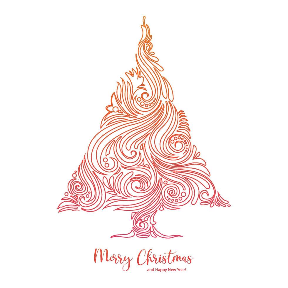 Merry christmas decorative floral tree on white background vector