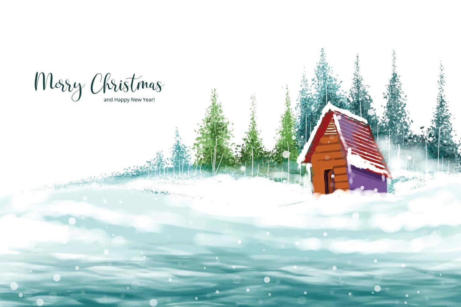 Hand painted watercolor drawing for christmas and happy new year season background vector