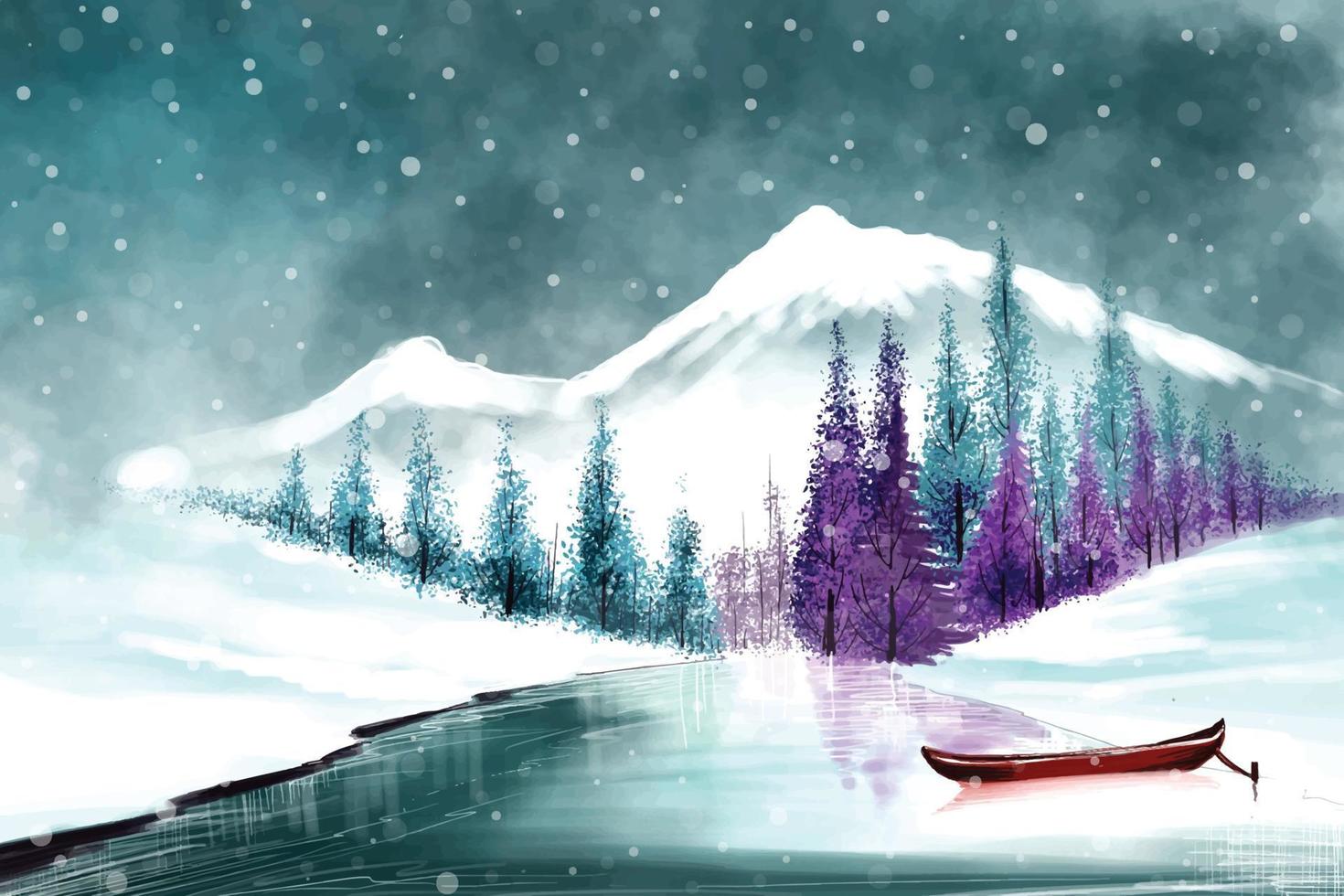 Landscape for winter and new year holidays christmas card background vector