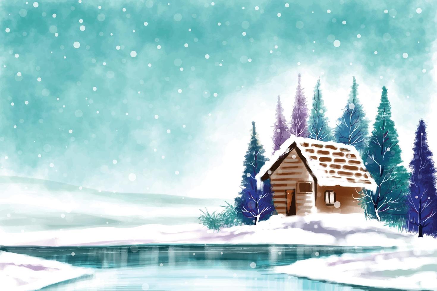 Landscape for winter and new year holidays christmas card background vector