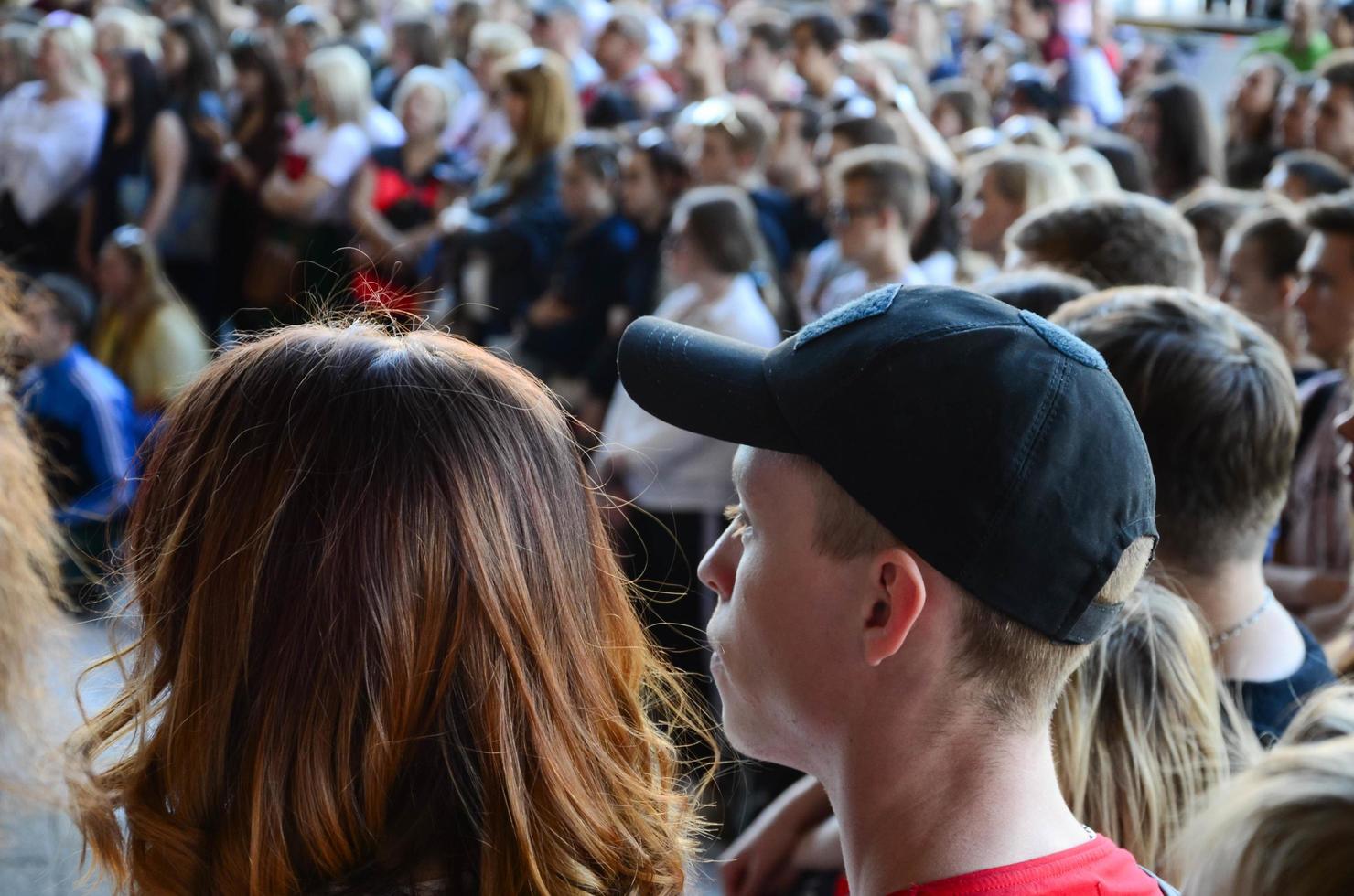 KHARKIV, UKRAINE - 27 MAY, 2022 Crowd of people as a spectators during the annual festival of street cultures photo