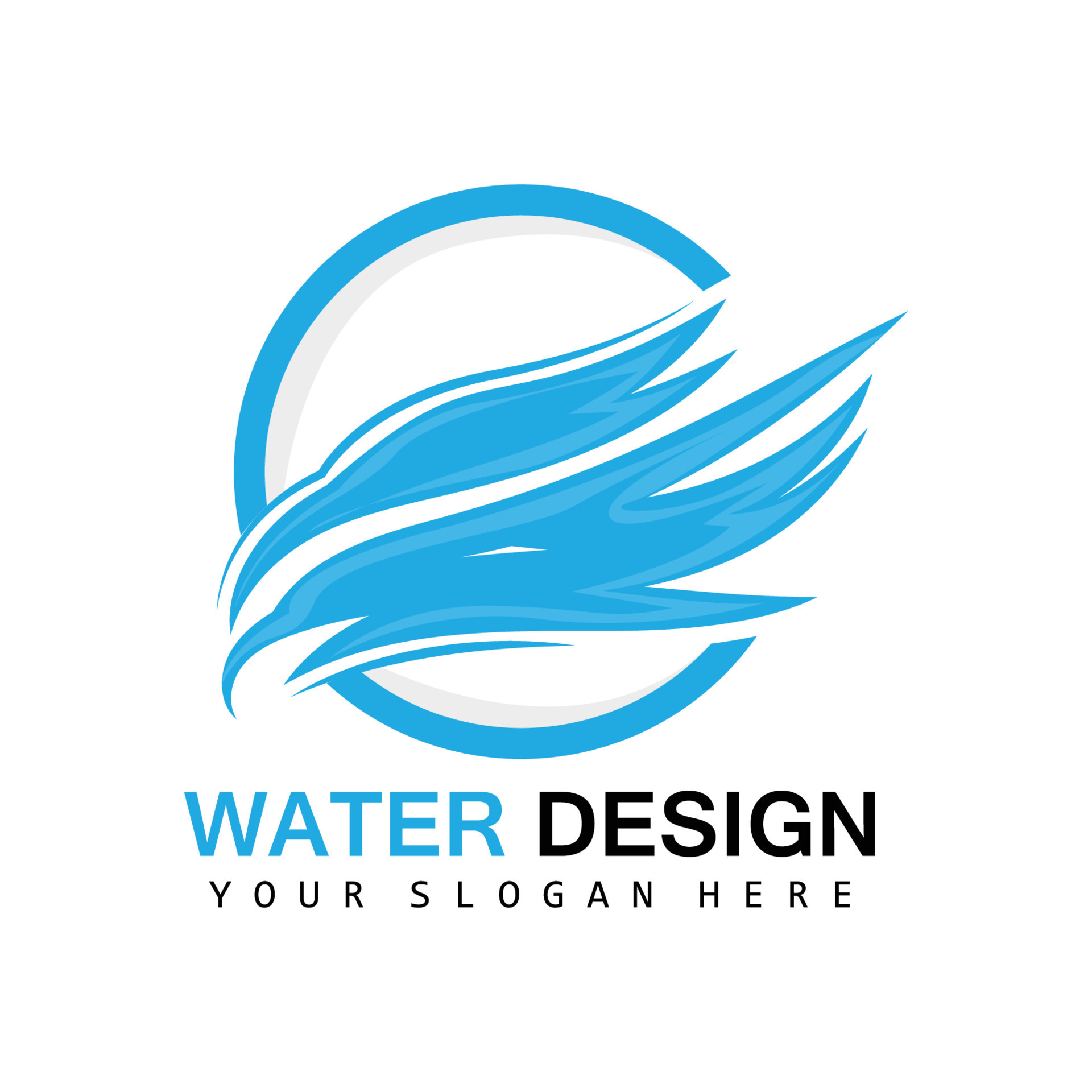 Water Wave Logo, Earth Element Vector, Water Wings Logo Design Style