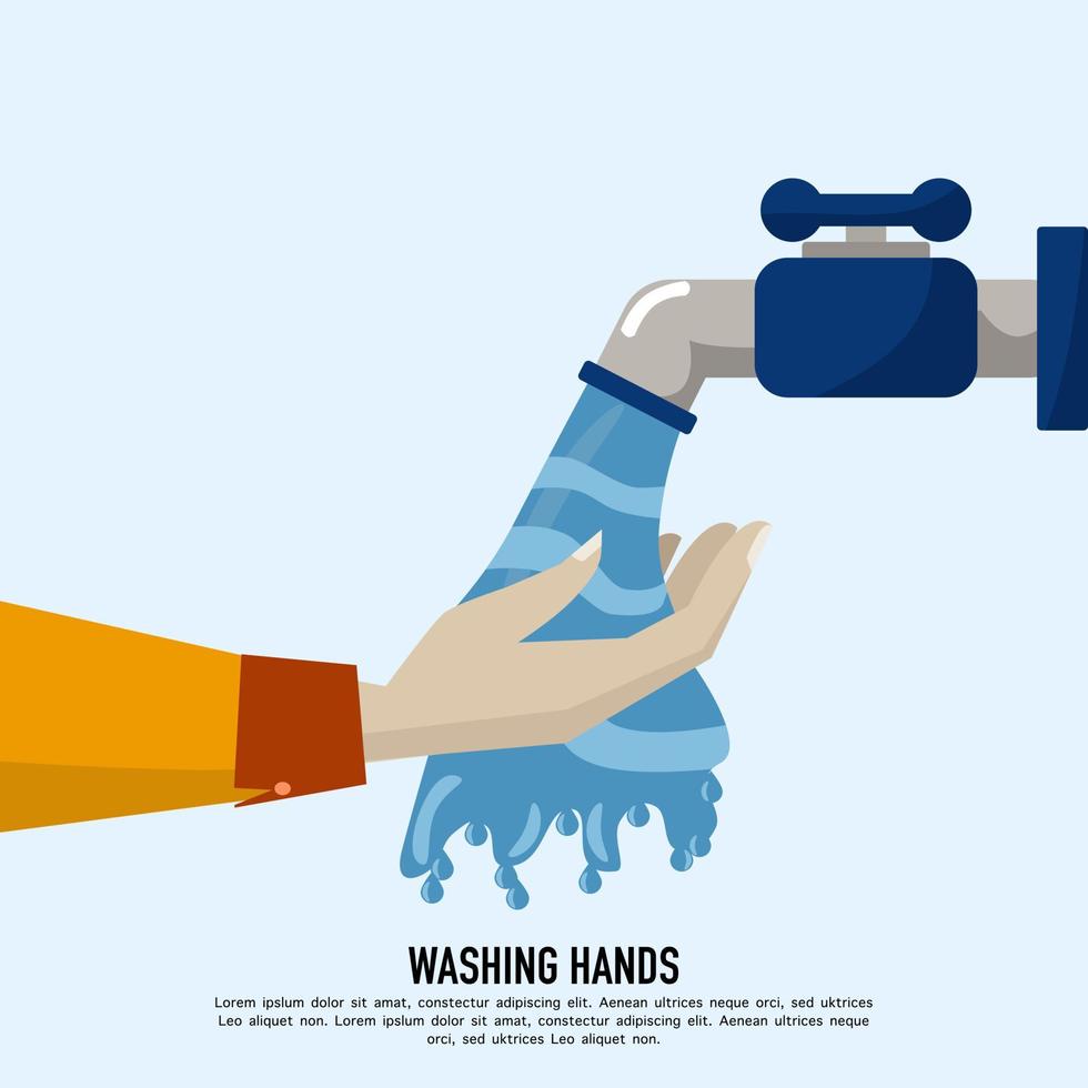 wash hands, health concept, clean hands from bacteria, Illustration of proper hand washing, hygienic, Prevent viruses. flat design vector