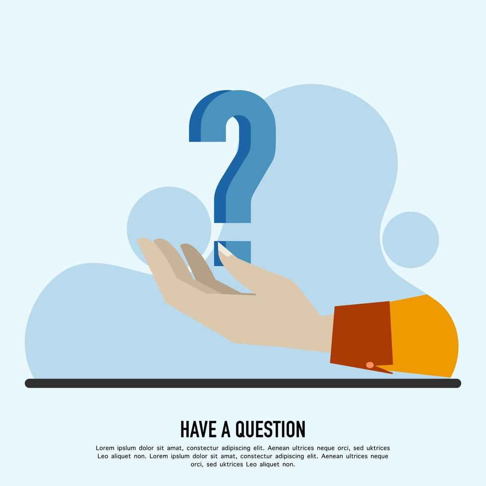 Question mark. FAQ concept. Ask Questions and get Answers. Online Support Center. Frequently Asked Questions. Flat Vector Illustration.