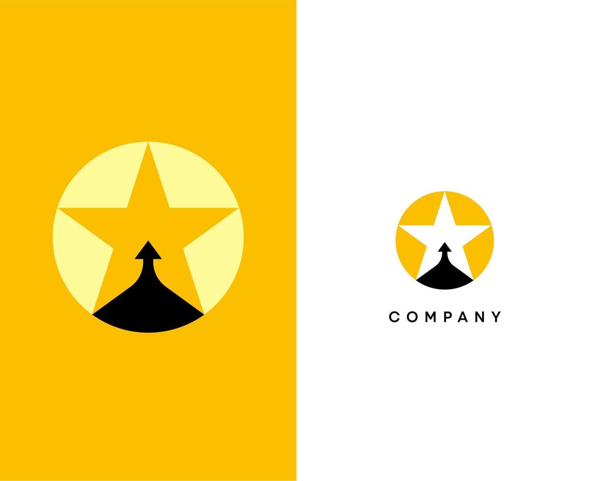 Star and arrow logo. Rising arrow and star icon. Line Style Can be used for Business and Brand Logos. Flat Vector Logo Design Template Element.