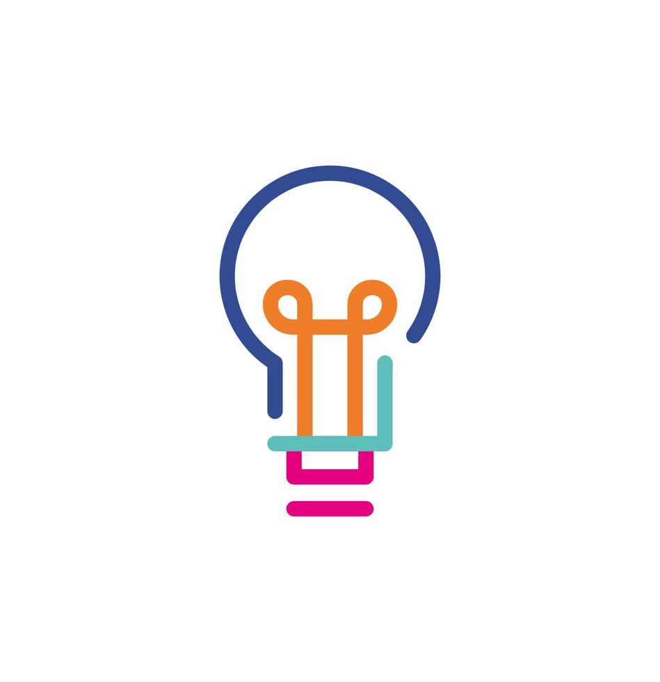 Abstract colorful light bulb logo icon. Modern lines with new pop art colors. Bold line clean style template set. vector