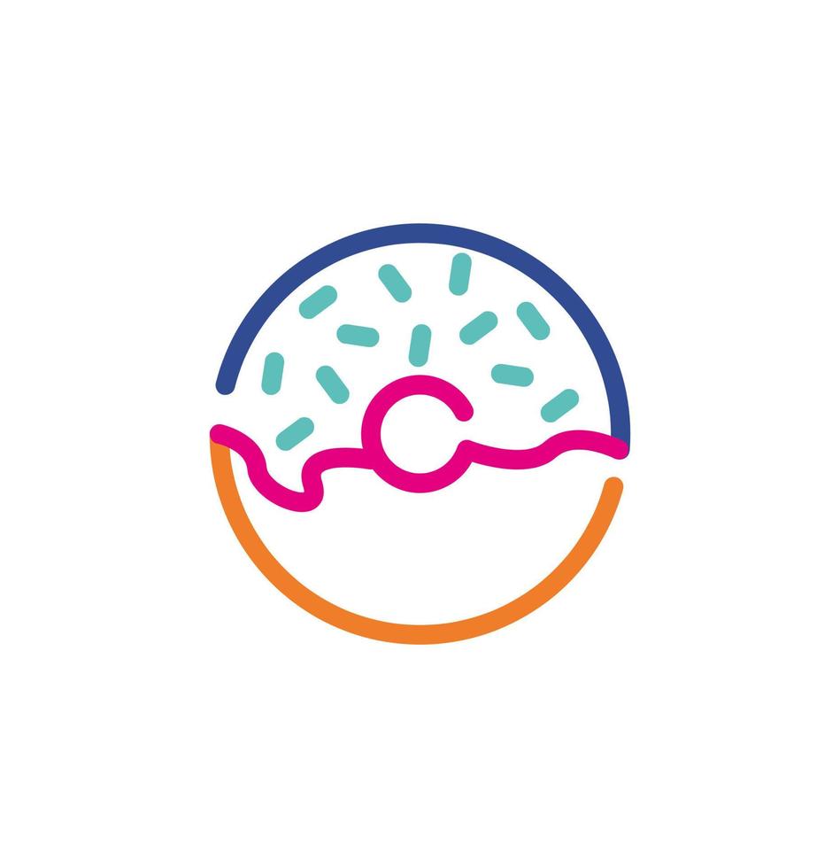 icono de logotipo de donut de colores abstractos. Líneas modernas con nuevos colores pop art. conjunto de plantillas de estilo limpio de línea en negrita. vector