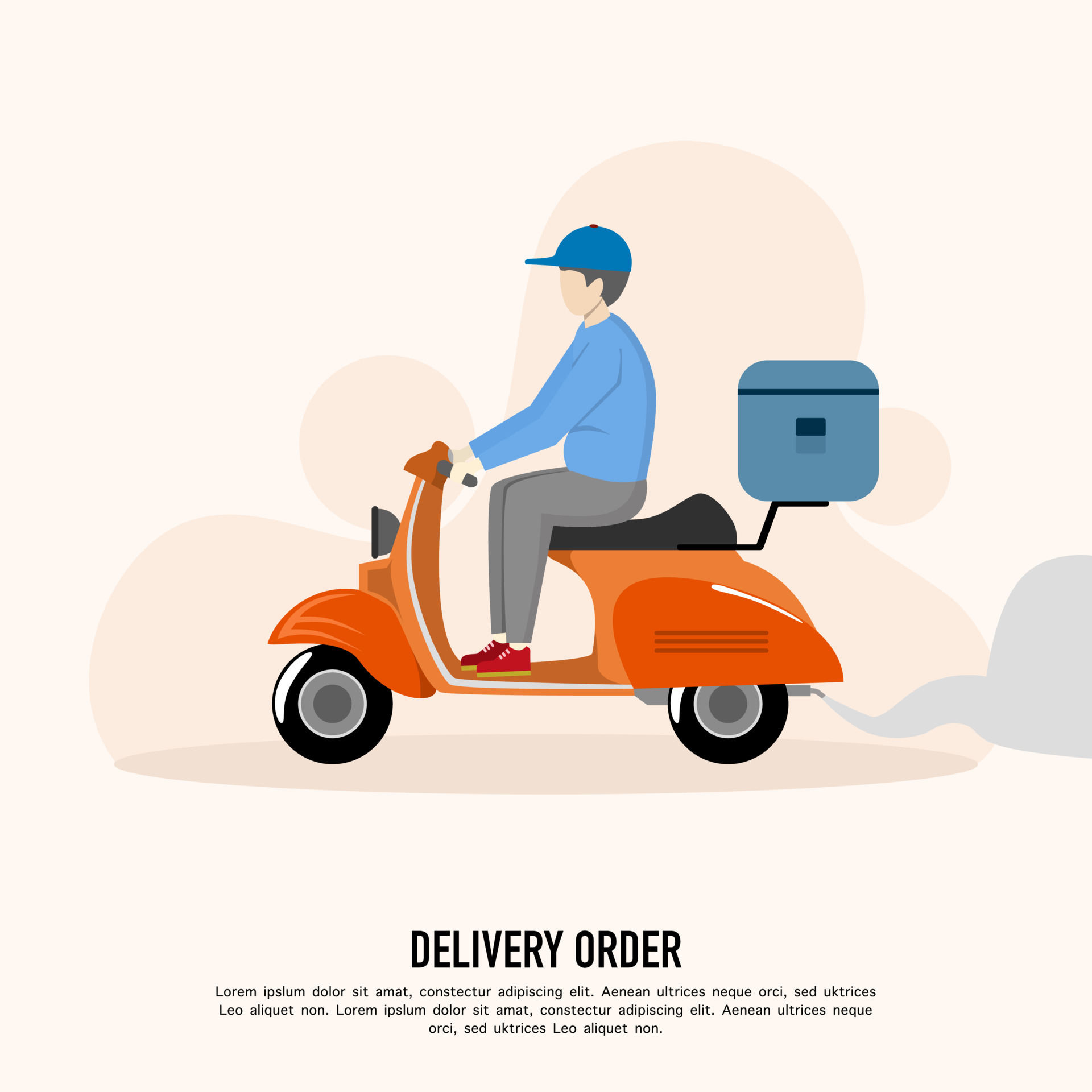 Concept of fast delivery service, online order, home and office delivery