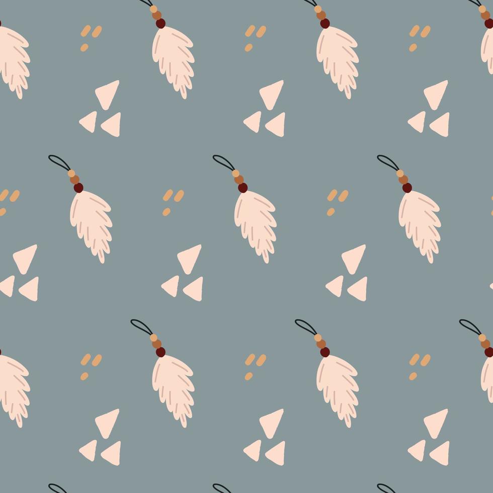 Boho modern minimalist pattern newborn feather geometry. Baby Shower Scandinavian pastel wallpaper. Textile fabric design for kids. Flat bohemian vector neutral background paper