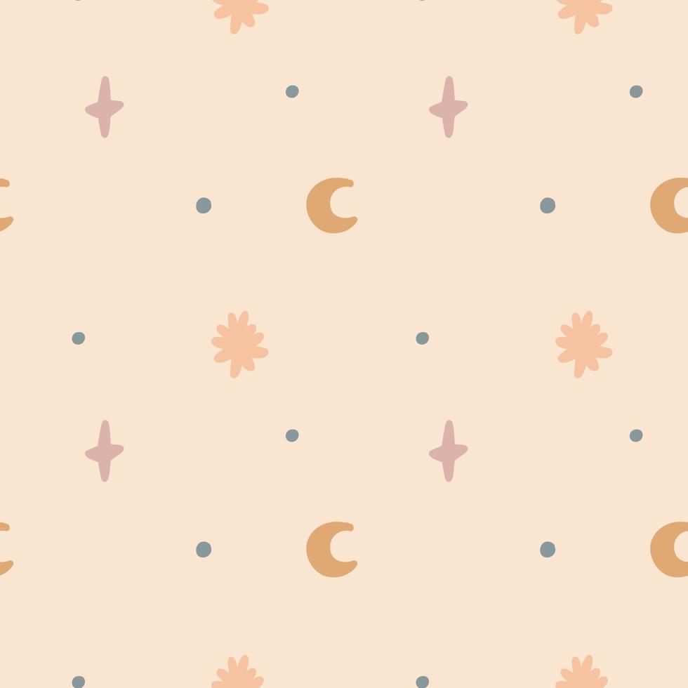 Naive pastel pattern moon star dot. Baby Shower Scandinavian