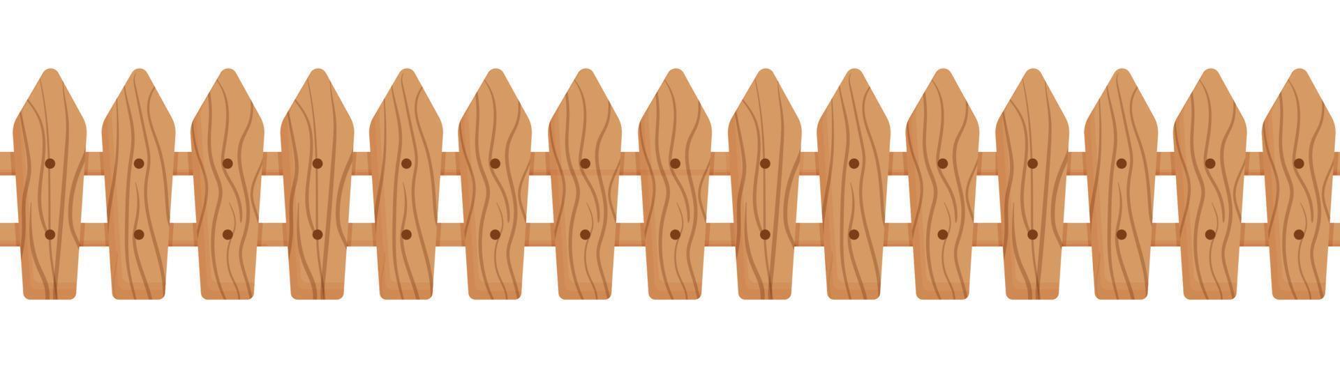 Wooden cute fence seamless border. Flat cartoon vector illustration isolated on white background