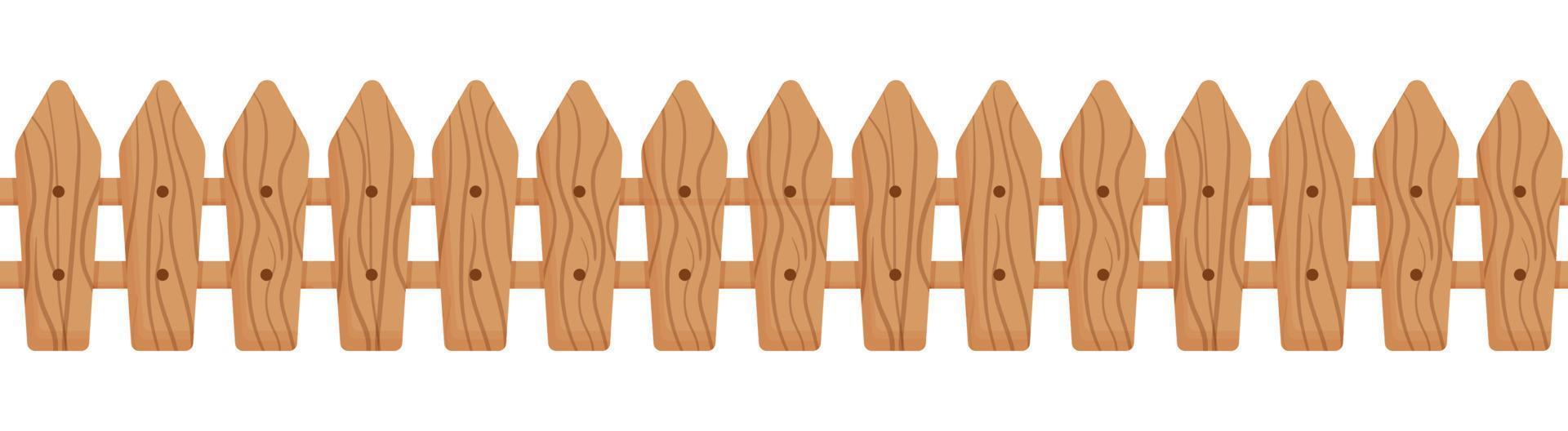 Wooden cute fence seamless border. Flat cartoon vector illustration isolated on white background