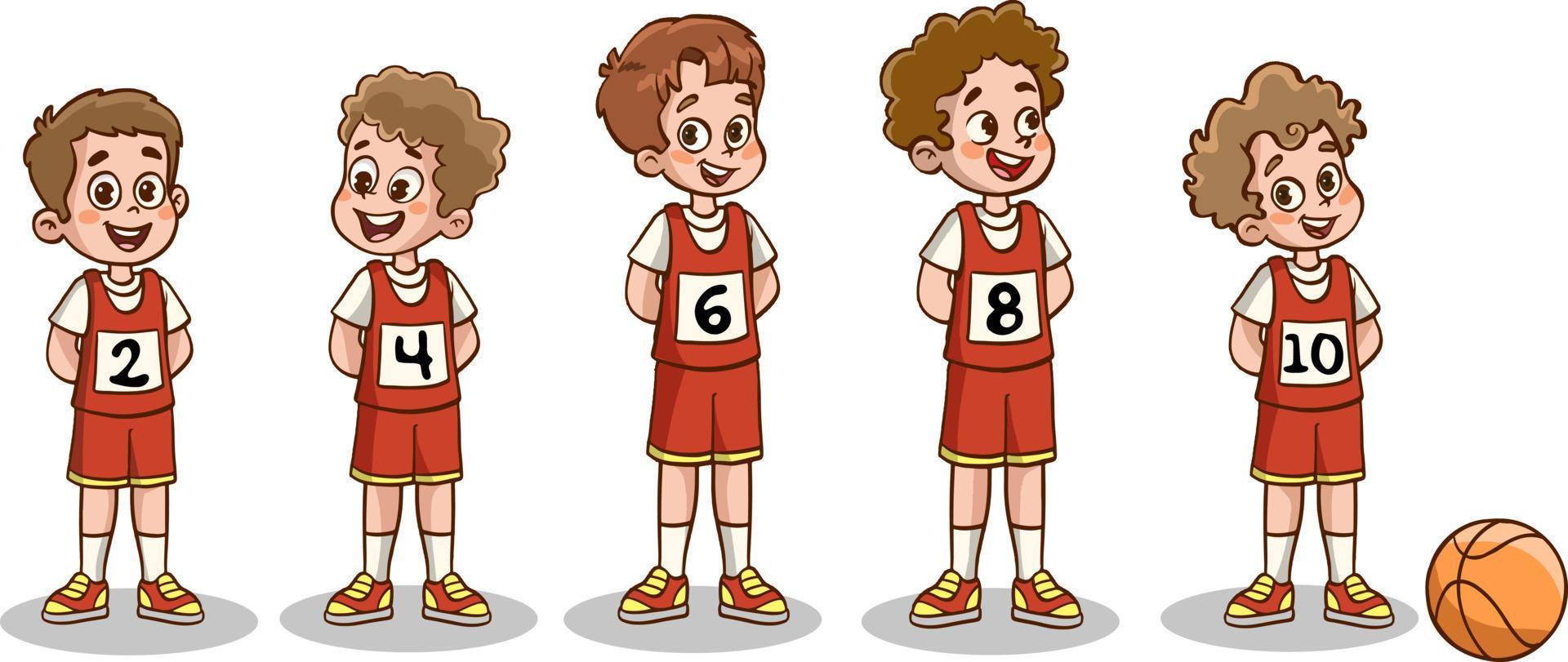 vector illustration of kids basketball team
