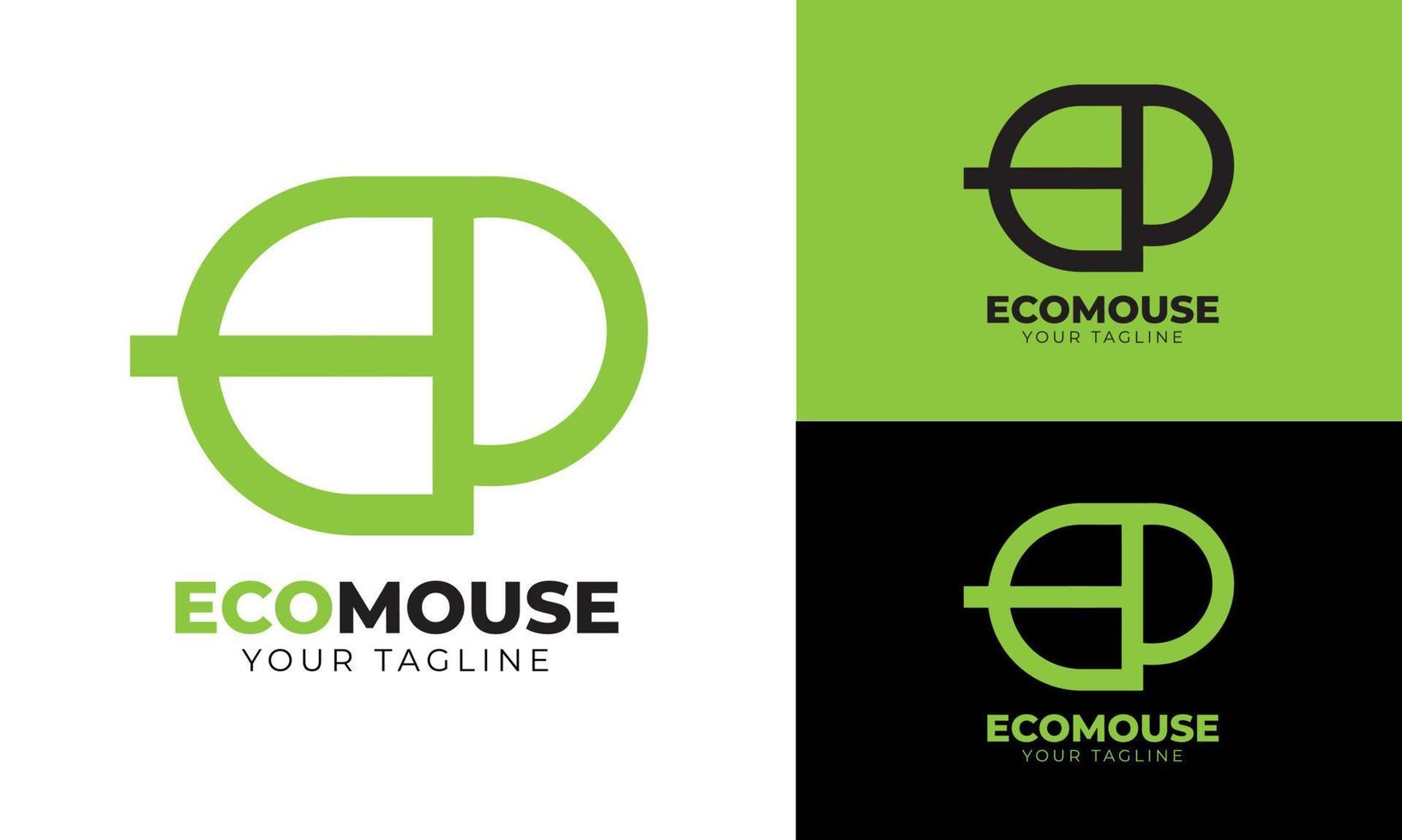 Flat design eco friendly mouse line logo template vector