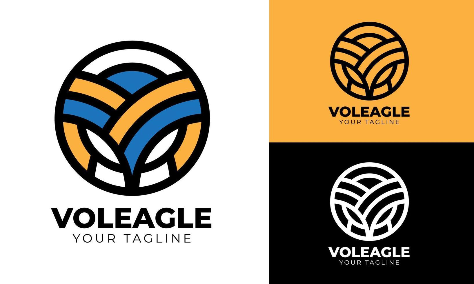 Volleyball with eagle eye logo template vector