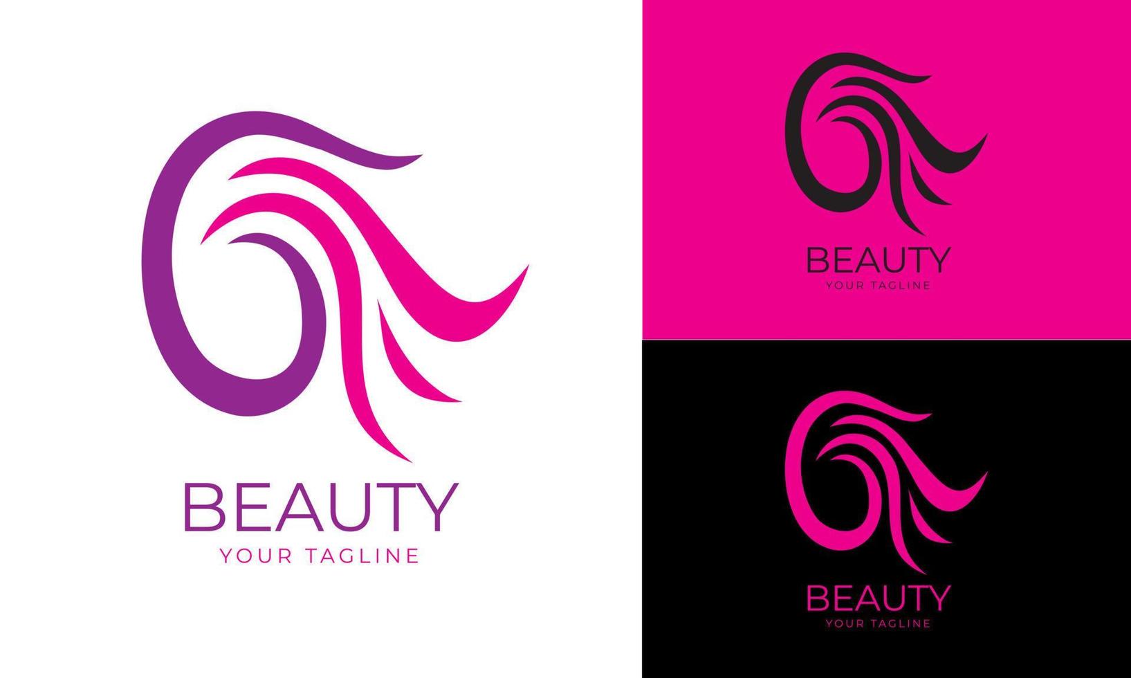 Flat design beauty girl clinic line logo template vector