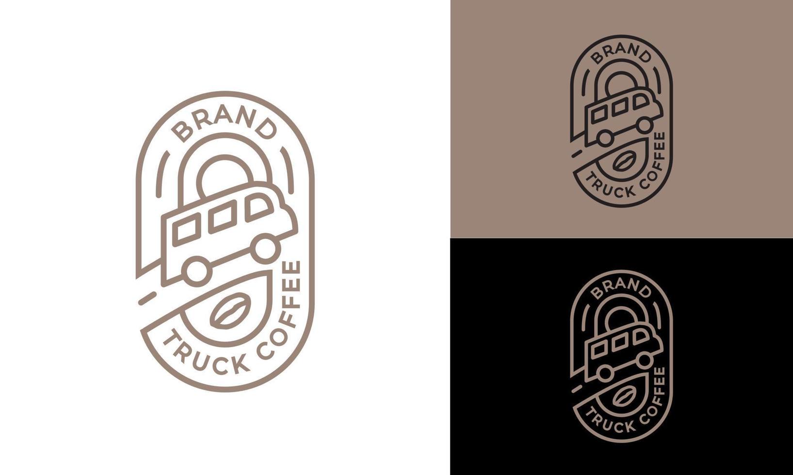 Flat design coffee truck shop line logo template vector