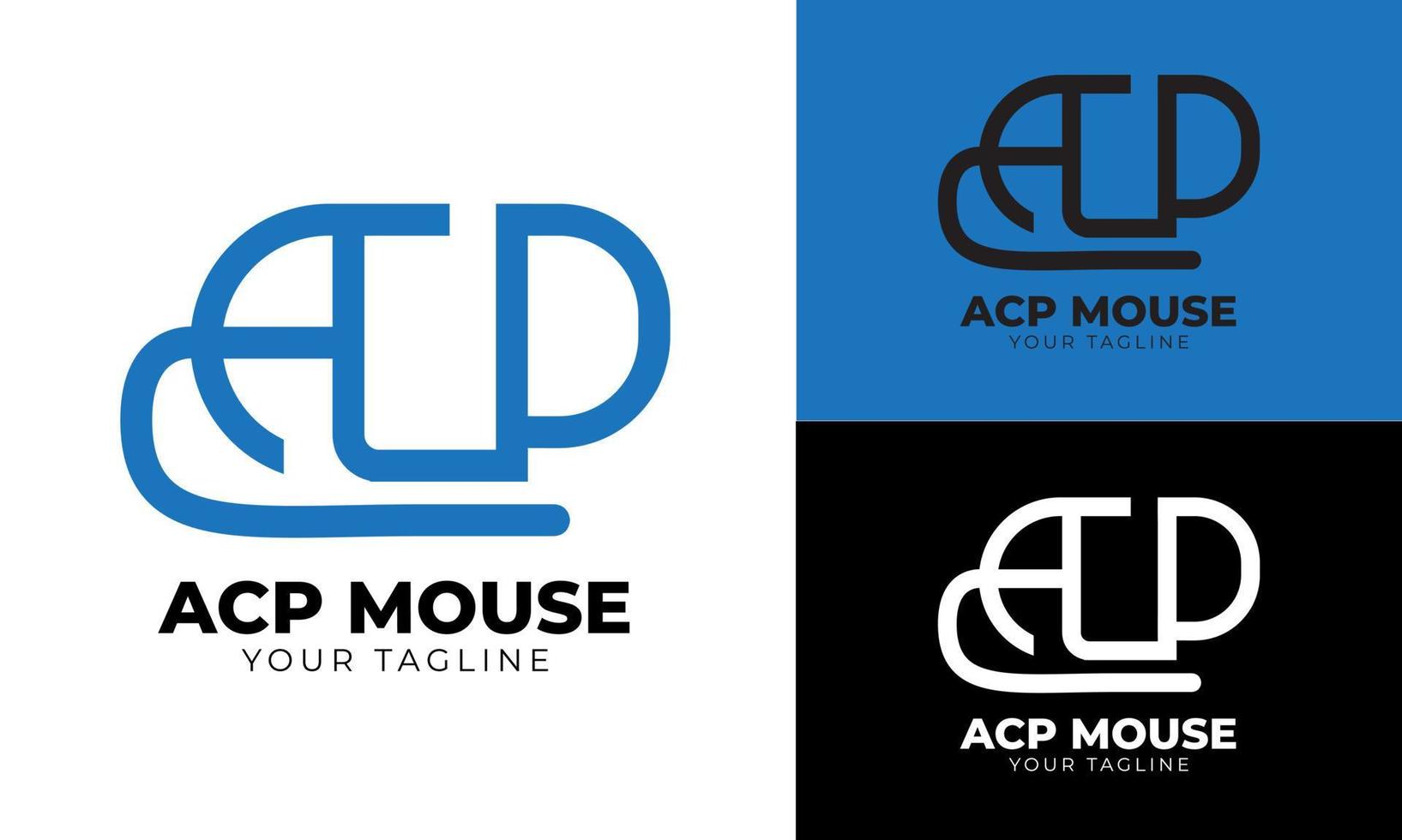 Flat design letter mouse line logo template vector