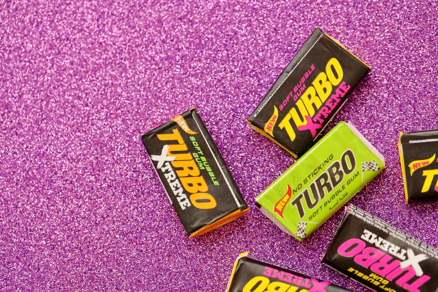 KHARKOV, UKRAINE - MAY 5, 2022 Turkish retro chewing gums Turbo extreme with nostalgic design from 80s photo