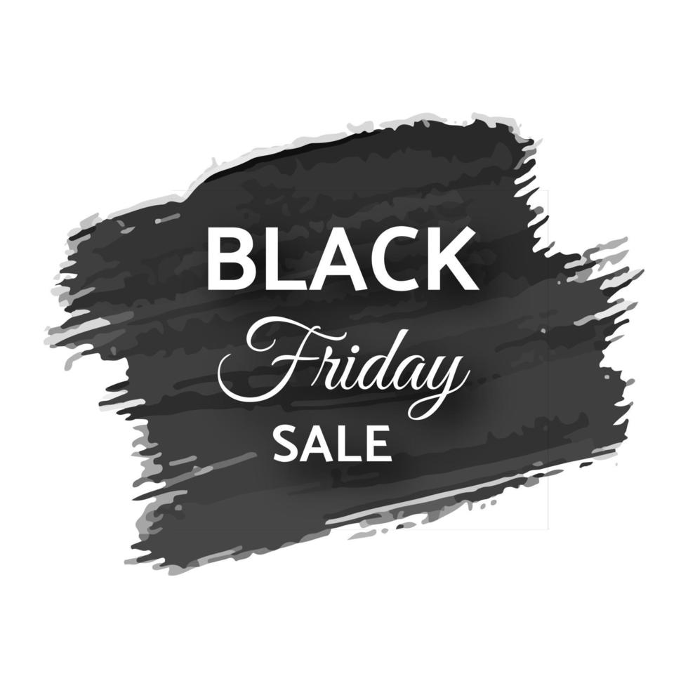 Black friday sale banner. White text on dark grunge brush stroke. Vector illustration