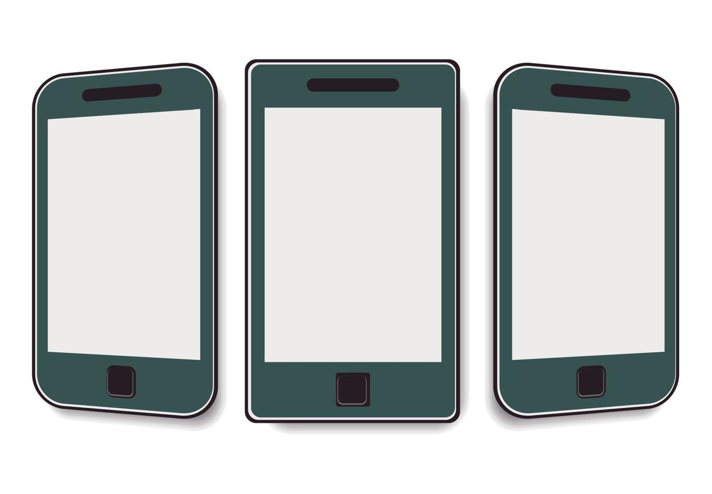teléfono móvil con una pantalla limpia en diferentes ángulos. ilustración vectorial vector
