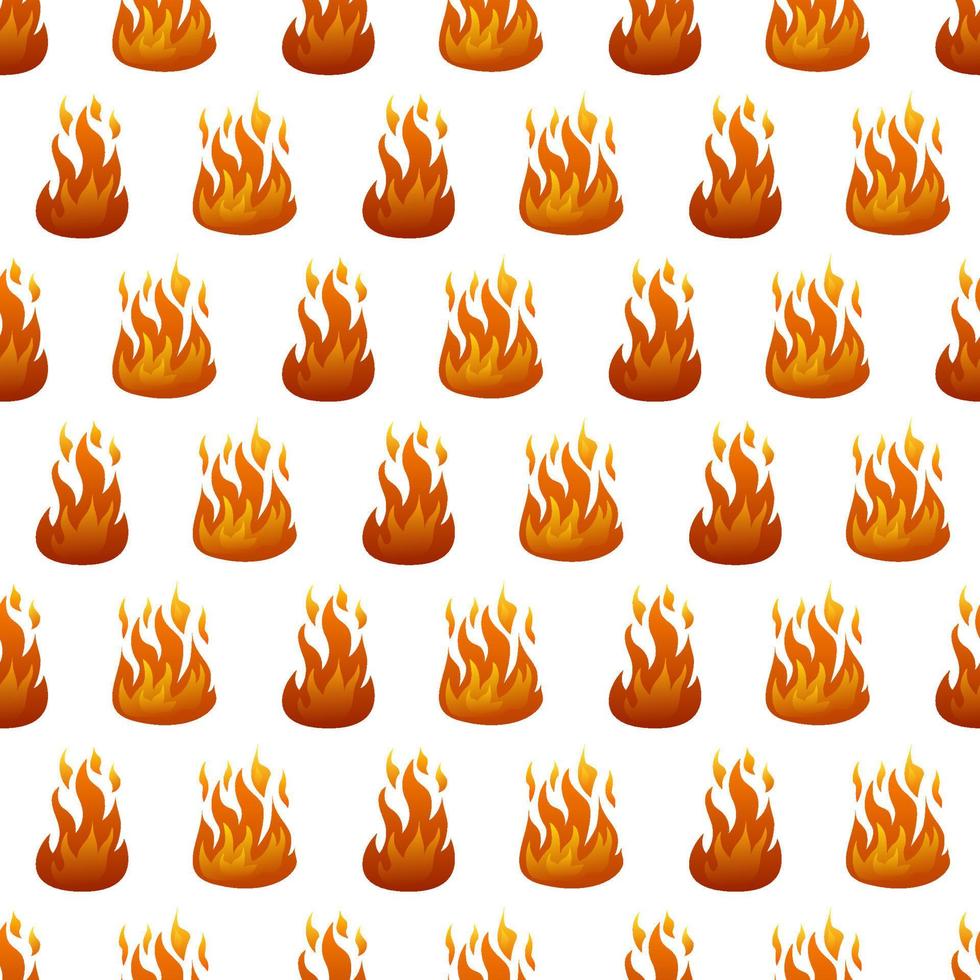 Seamless pattern with fire flame on white background. Vector illustration.