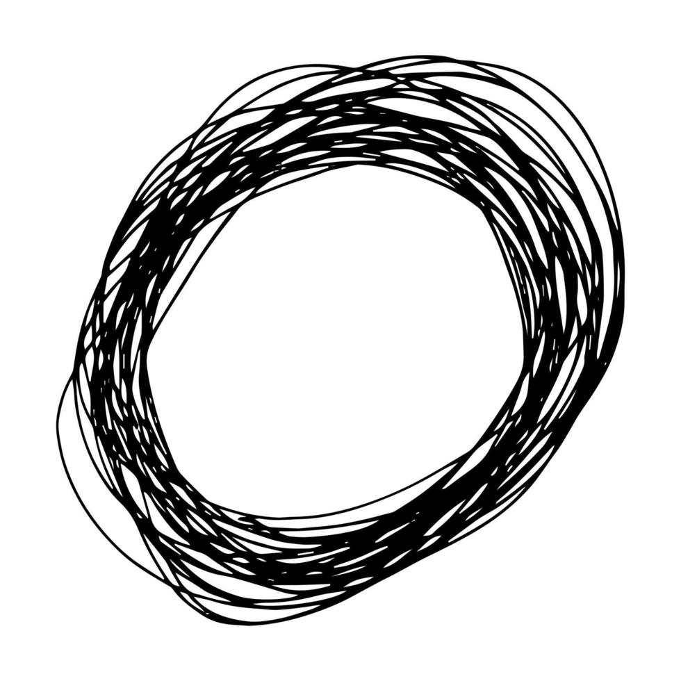 Sketch Hand drawn Ellipse Shape. Abstract Pencil Scribble Drawing. Vector illustration.