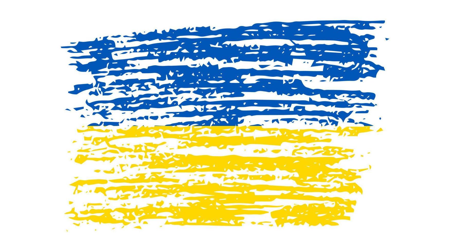 Ukrainian national flag in grunge style. Drawn by pen flag of Ukraine. Vector illustration