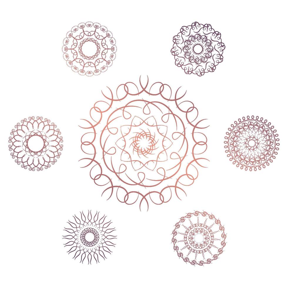 conjunto de siete elementos circulares geométricos. monograma vectorial sobre fondo blanco. ilustración vectorial vector