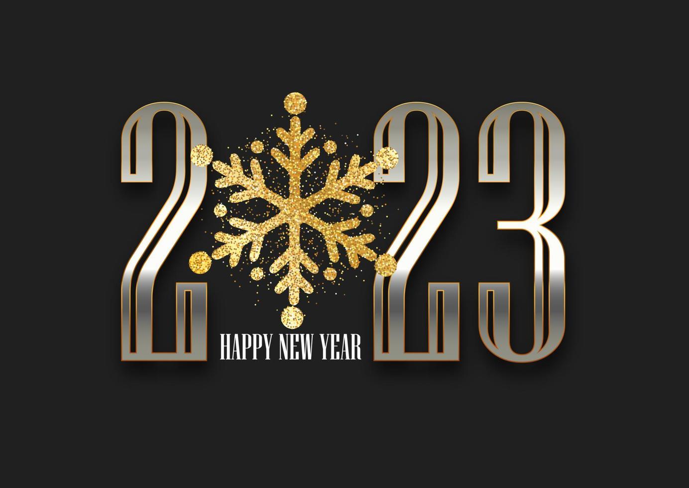 glittery snowflake happy new year background design vector