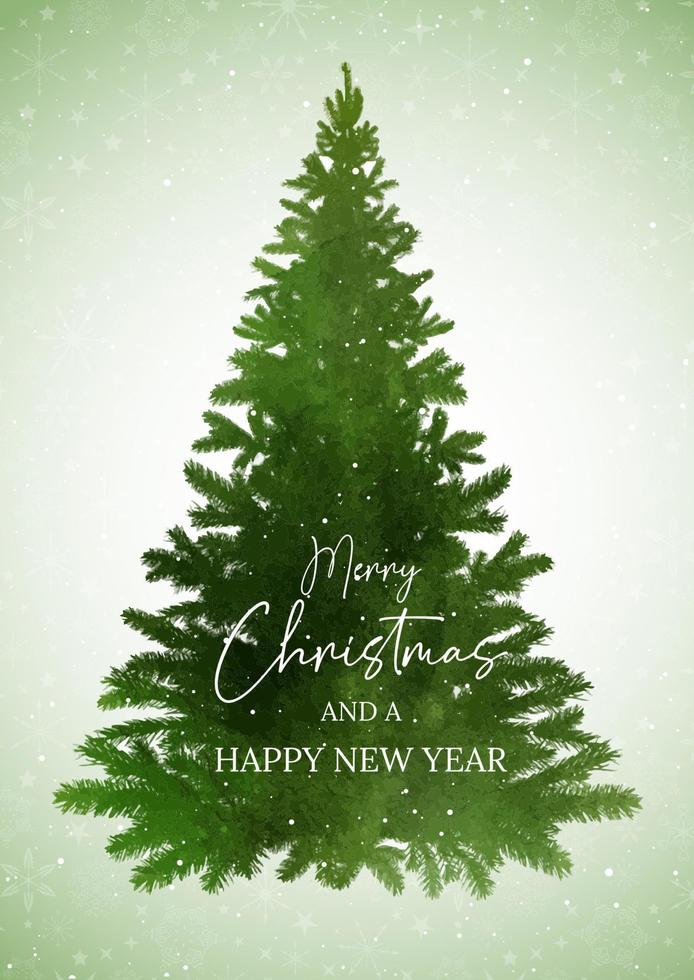 Hand painted watercolour christmas tree background vector