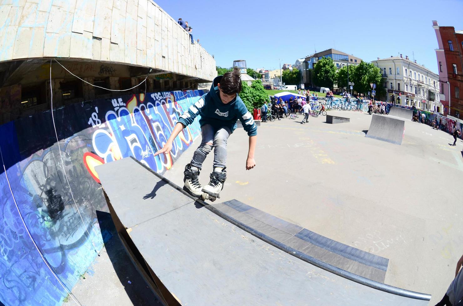 KHARKOV. UKRAINE - MAY 2, 2022 Roller skating during the annual festival of street cultures photo