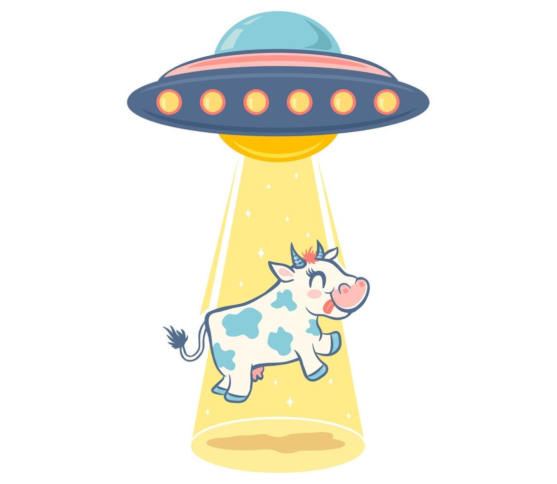 ufo and cow vector