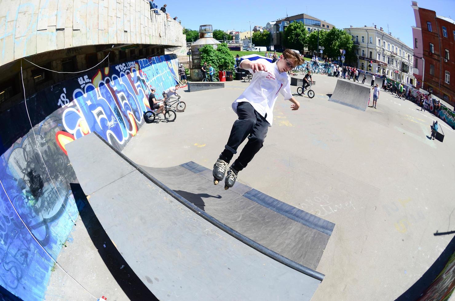 KHARKOV. UKRAINE - MAY 2, 2022 Roller skating during the annual festival of street cultures photo