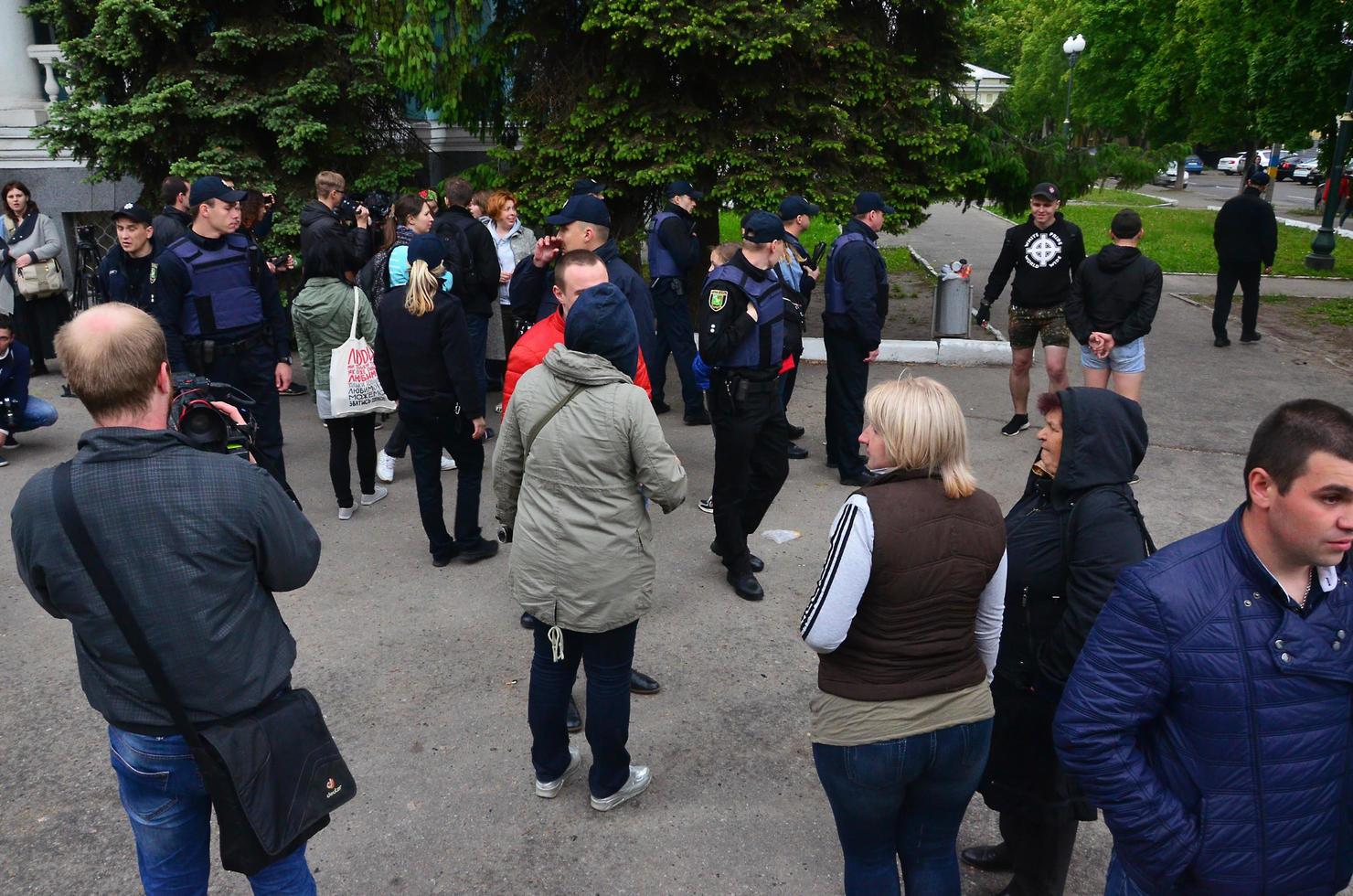 KHARKOV. UKRAINE - MAY 17, 2022 Conflict between the police and the organization of Nazis and patriots during the dispersal of the first LGBT action in Kharkov photo