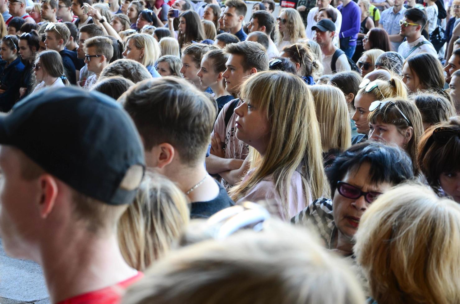 KHARKOV. UKRAINE - MAY 2, 2022 Crowd of people as a spectators during the annual festival of street cultures photo