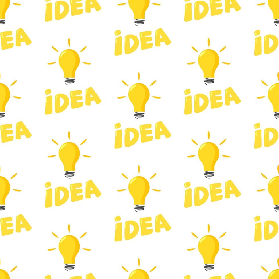 Concept idea, lamp creative sign, innovation. Simple business seamless pattern with lightbulb, concept for project management, marketing, creativity. Vector isolated illustration.