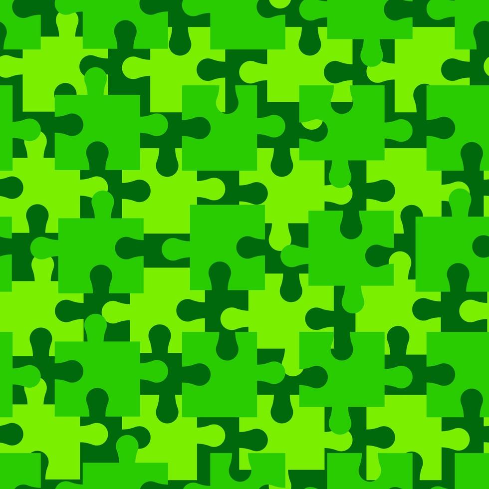 Khaki green puzzle shape seamless pattern. Simple doodle background. Fashion fabric print template. vector