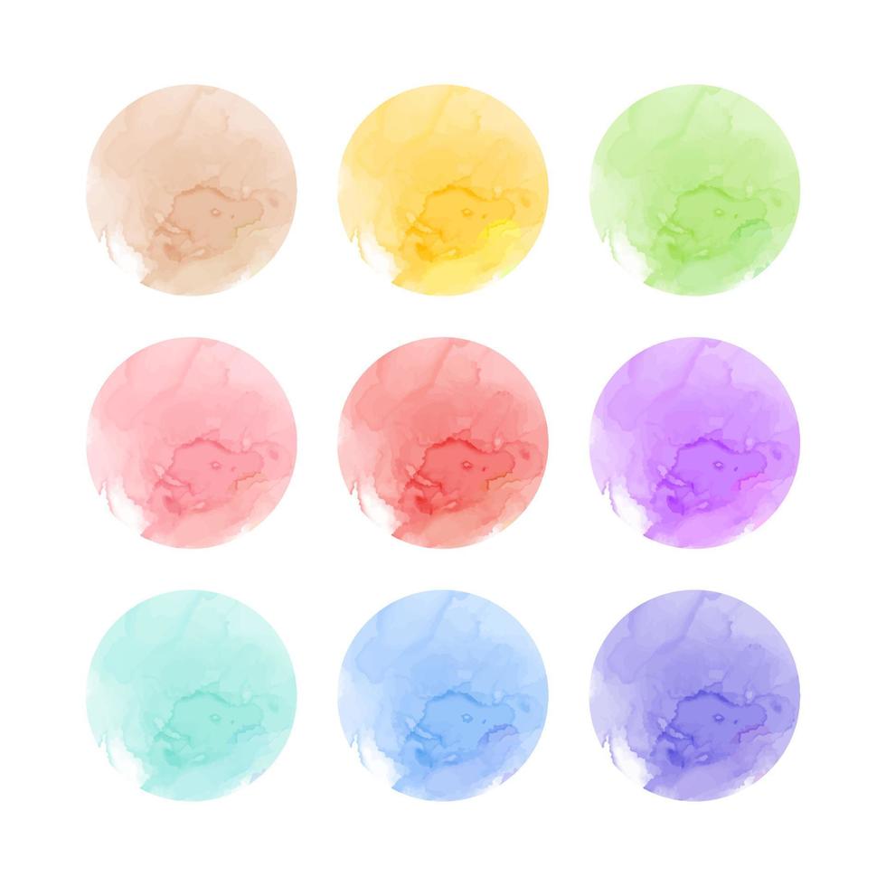 Abstract watercolor splash paint texture isolated on white background in round shape. Grunge textured backdrop, vector artistic painted stories backgrounds.
