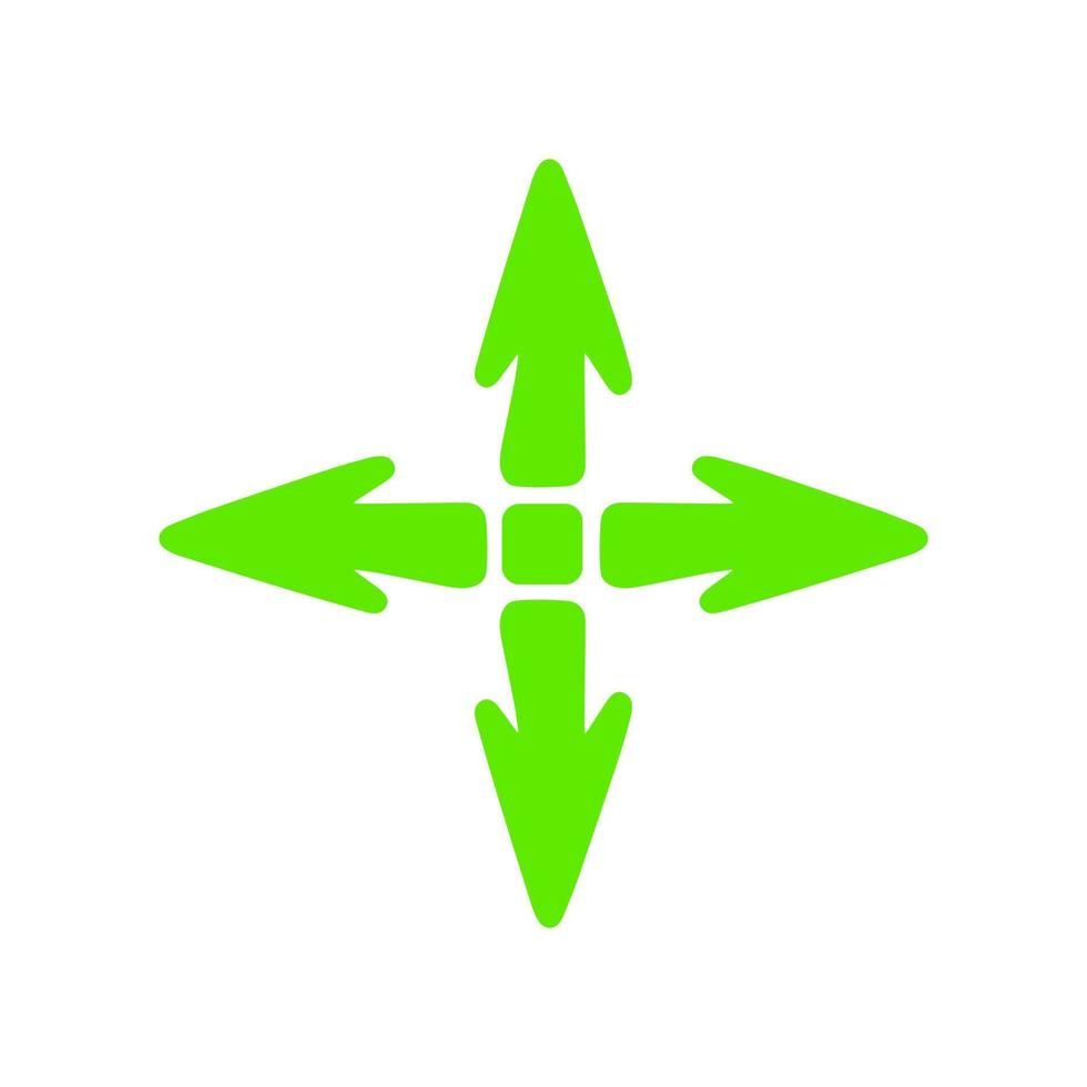 Simple doodle arrow icon isolated on white background. Web game cursor. Down, up, right, left move navigation. vector
