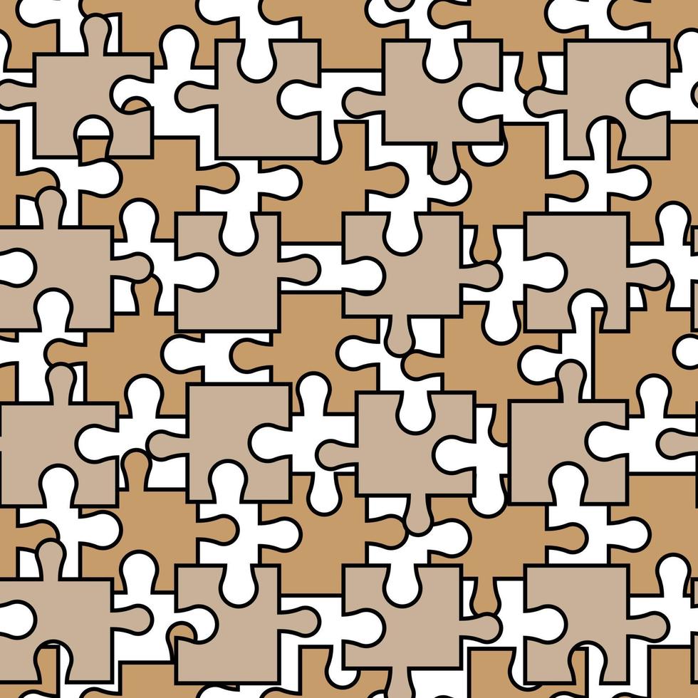 Puzzle piece shape seamless pattern. Simple doodle background. Fashion fabric print template. vector