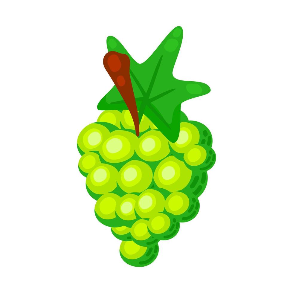 icono de fruta de uva blanca de dibujos animados coloridos aislado sobre fondo blanco. Doodle simple vector verano comida jugosa. paquete de jugo o elemento de diseño de logotipo.